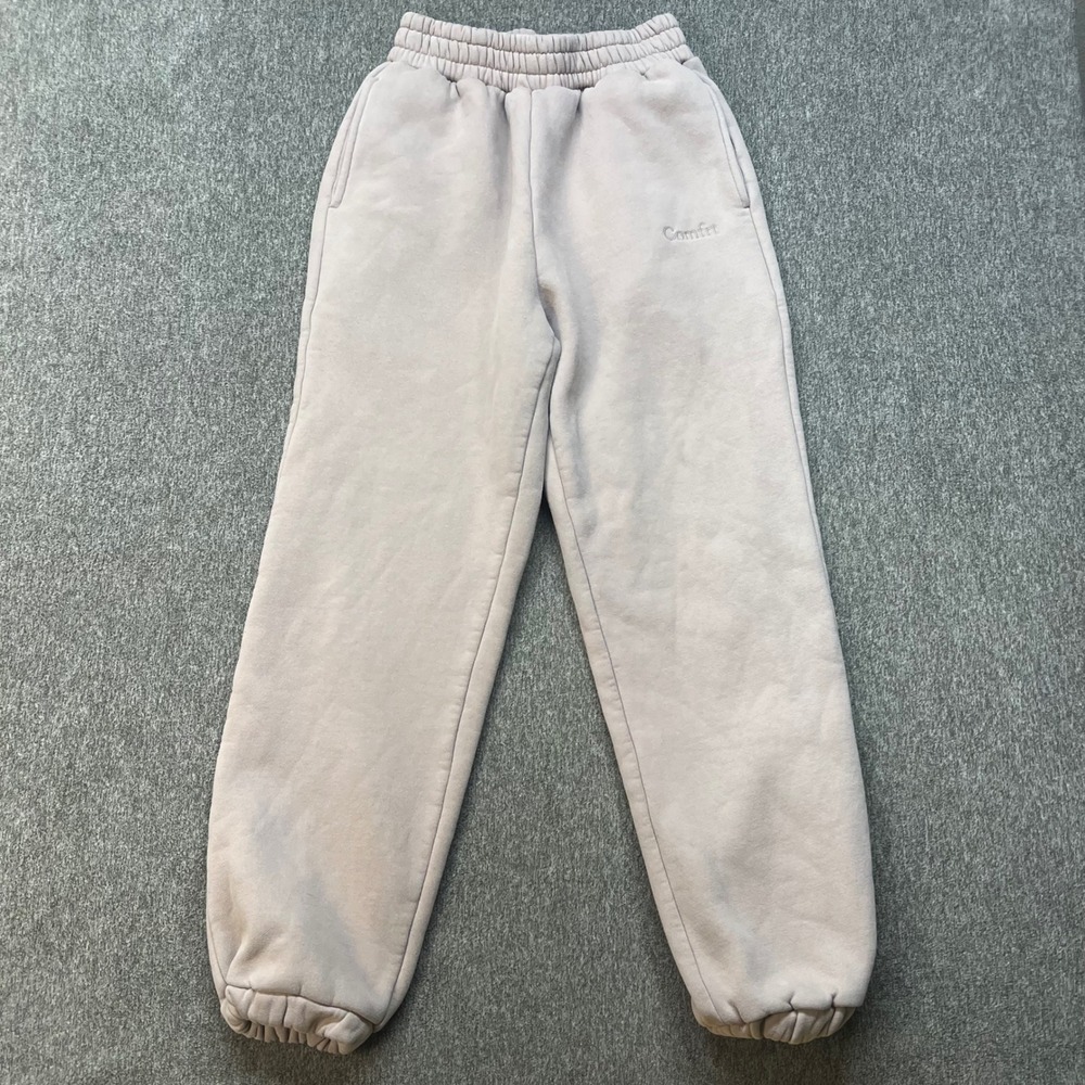 Comfrt Signature Sweatpants Mens Small Sand Taupe Fleece Joggers RN170537